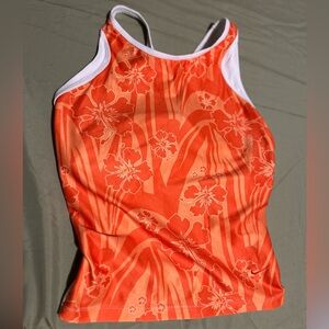 Nike Orange and White One Piece Swimsuit
